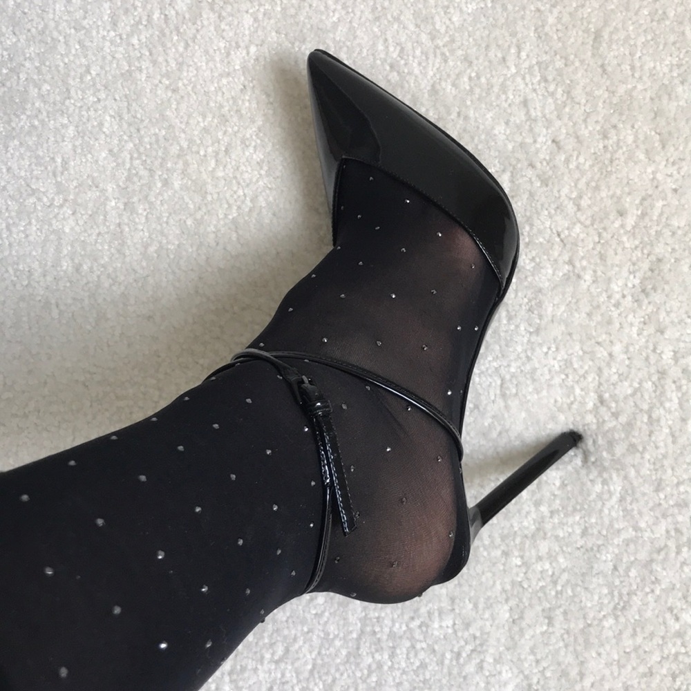 BNIB RARE Saint Laurent YSL Anja Crystal Sock Pumps Patent Black 36 - Picture 3 of 8